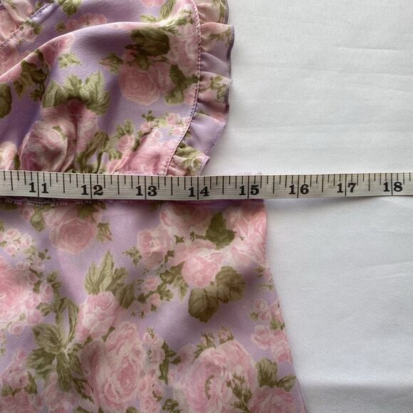 RARE Y2K Victoria's Secret Purple Floral Chiffon Babydoll Mini Dress Size Medium - Picture 15 of 16